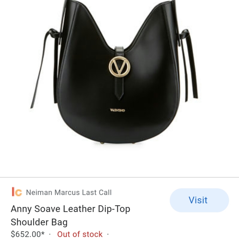NWT Valentino Blk GENUINE Italian Leather Handbag - Picture 5 of 8